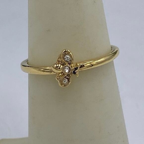 Juicy Couture Set of Two Rings Gold
tone enamel pink Flower Bumblebee Sz 6.25 - Picture 3 of 13
